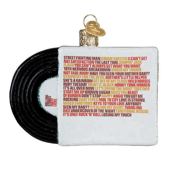 Old World Christmas Forty Licks Album Cover Blown Glass Ornament