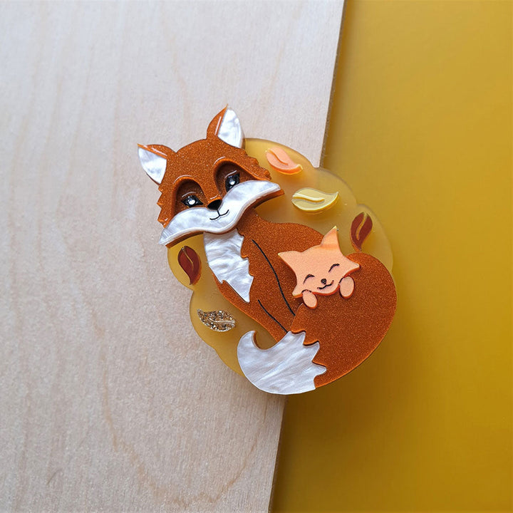 Fox And Cub Brooch by Cherryloco Jewellery 2