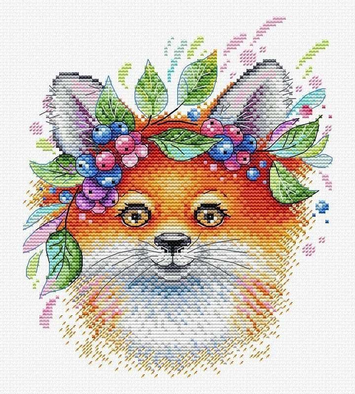 Fox with Flowers M-555 / SM-555 Counted Cross Stitch Kit