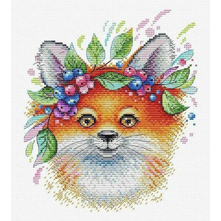 Fox with Flowers M-555 / SM-555 Counted Cross Stitch Kit