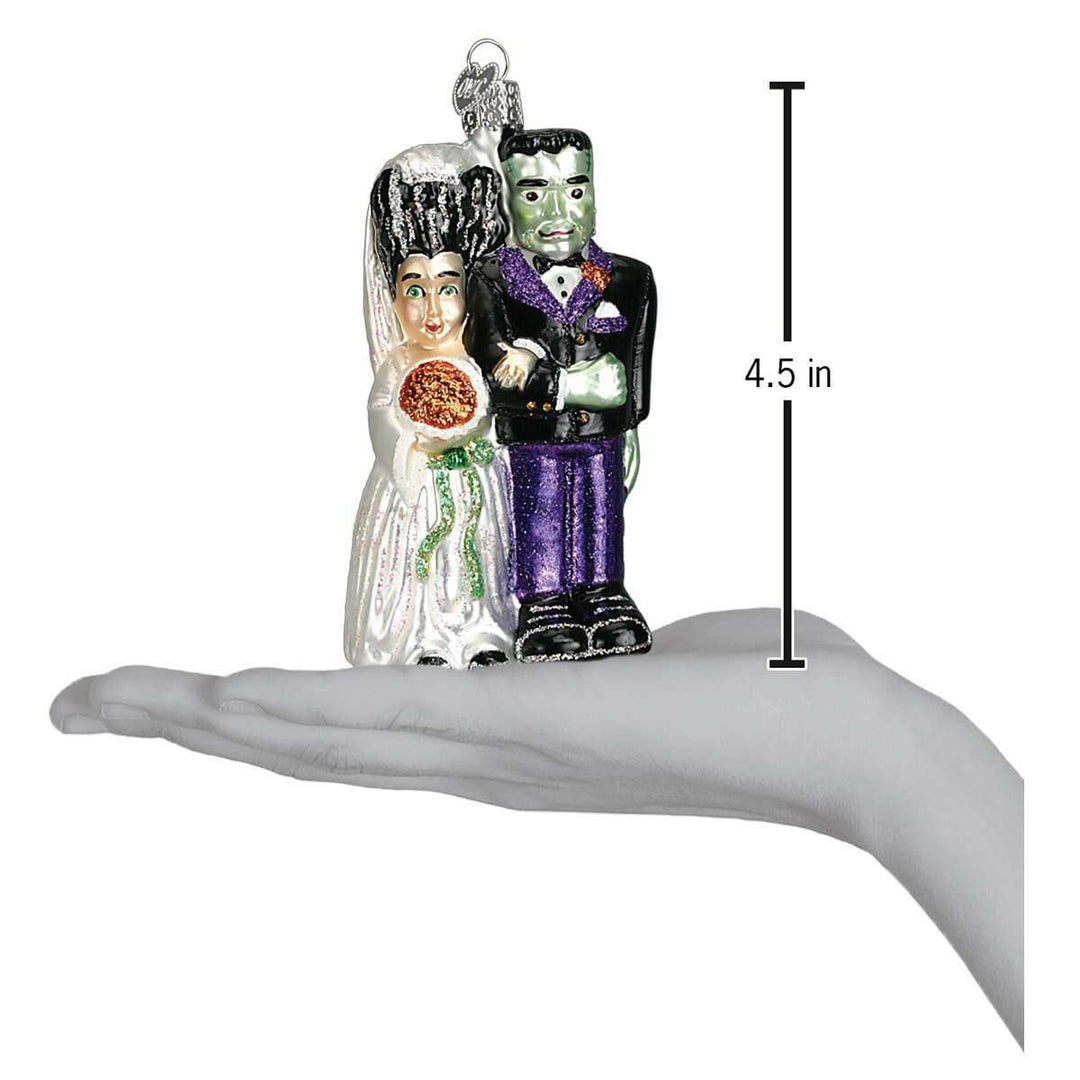 Old World Christmas Frankenstein & Bride Halloween Blown Glass Ornament
