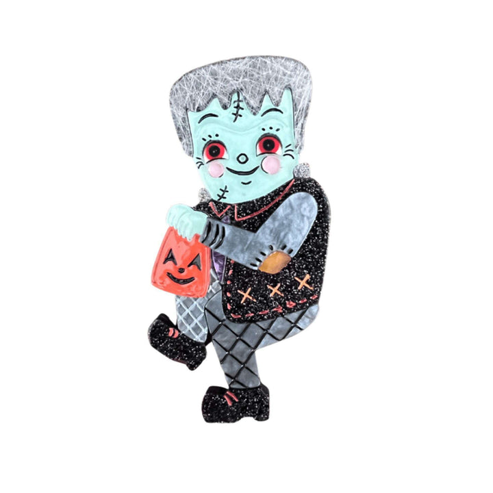 Frankenstomp Brooch by Johanna Parker x Lipstick & Chrome — Folk Art Frankenstein Pin – view 7