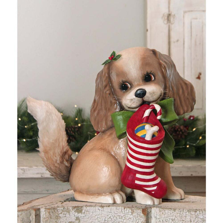 Frankie Puppy with Stocking by Bethany Lowe Designs