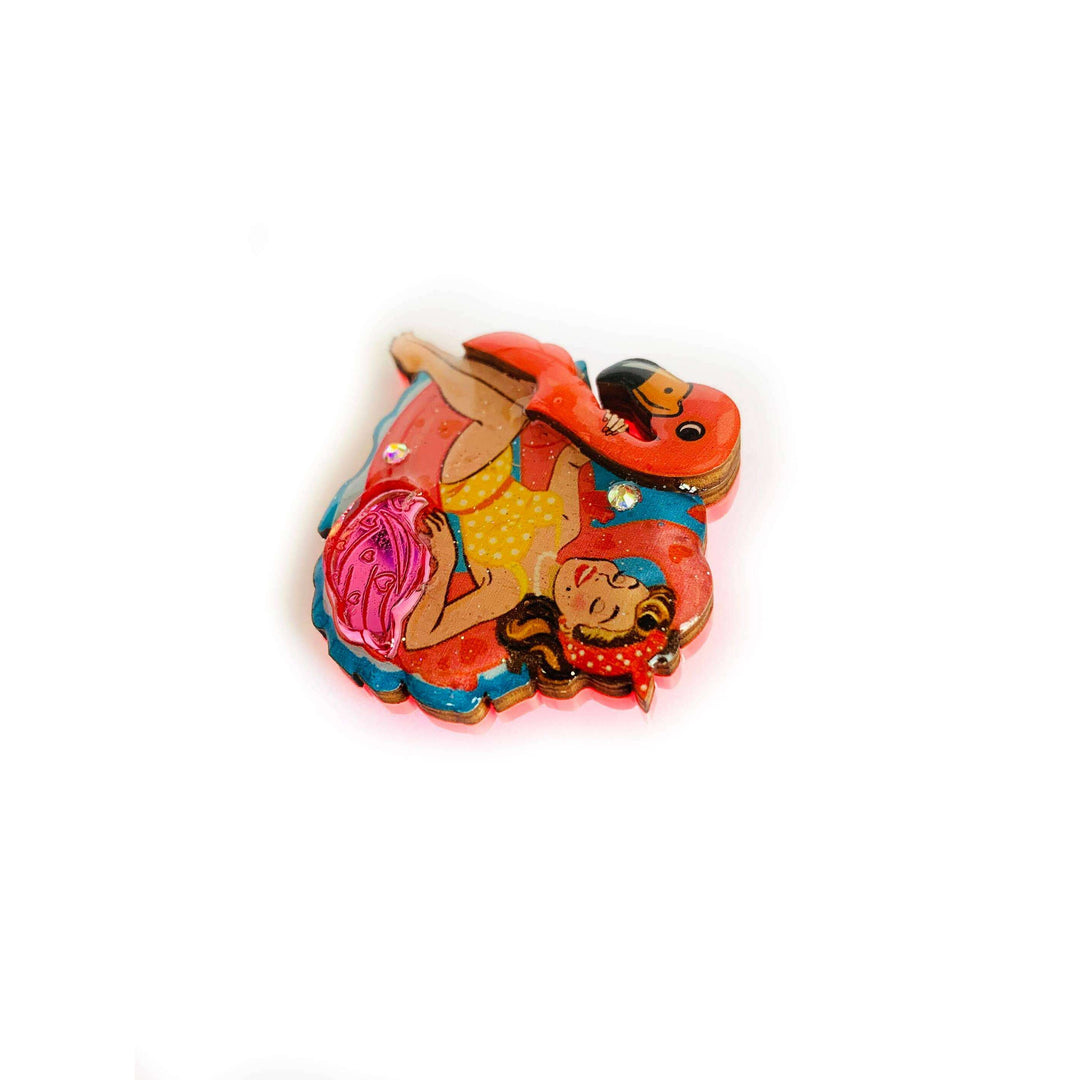 Frankie & the Flamingo Float Brooch by Rosie Rose Parker