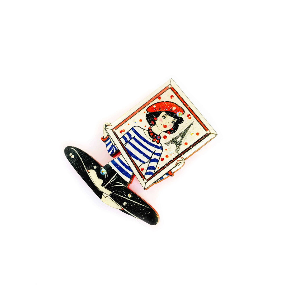 French Mime Girl Brooch by Rosie Rose Parker