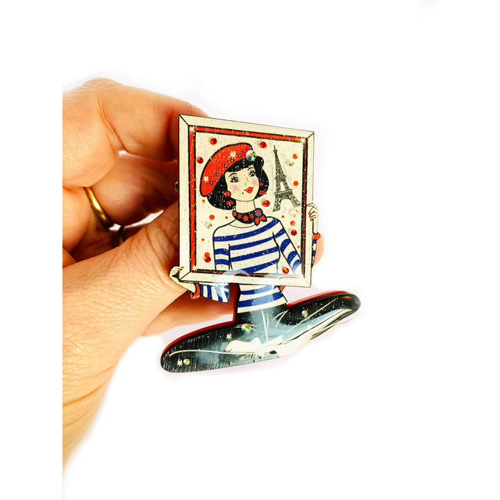 French Mime Girl Brooch by Rosie Rose Parker
