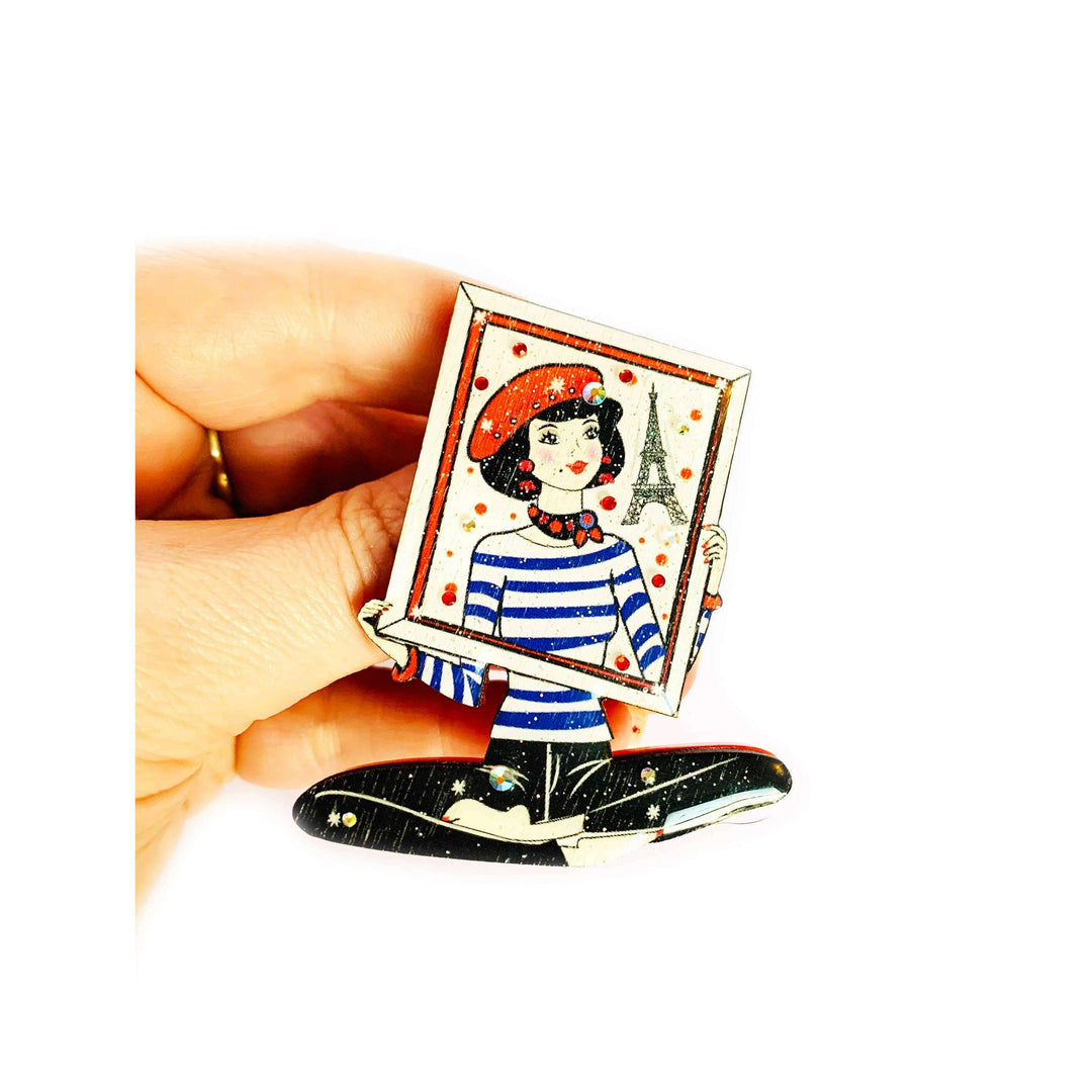 French Mime Girl Brooch by Rosie Rose Parker