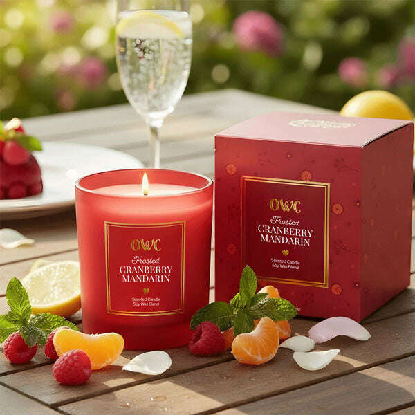 Old World Christmas Frosted Cranberry Mandarin Candle