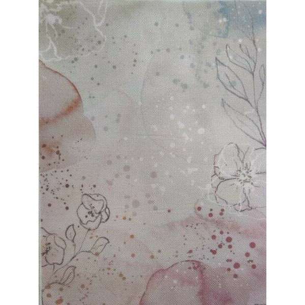 Frosted Sketch Designer Printed AIDA Fabric. Canvas for embroidery with an applied background  KF-1173A