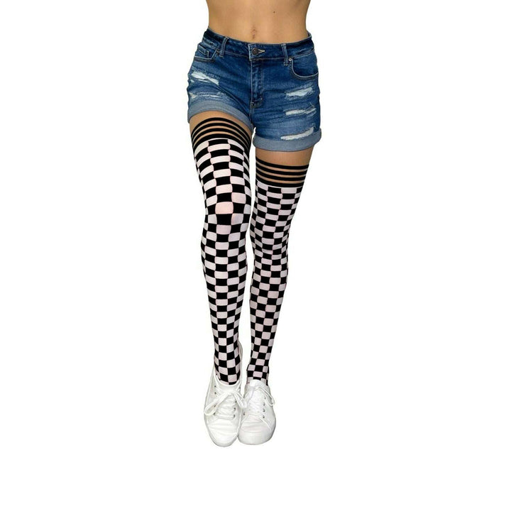 Game Day! - Black & White Thigh-Highs