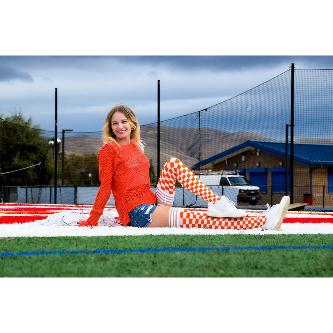 Game Day! - Orange & White Thigh-Highs