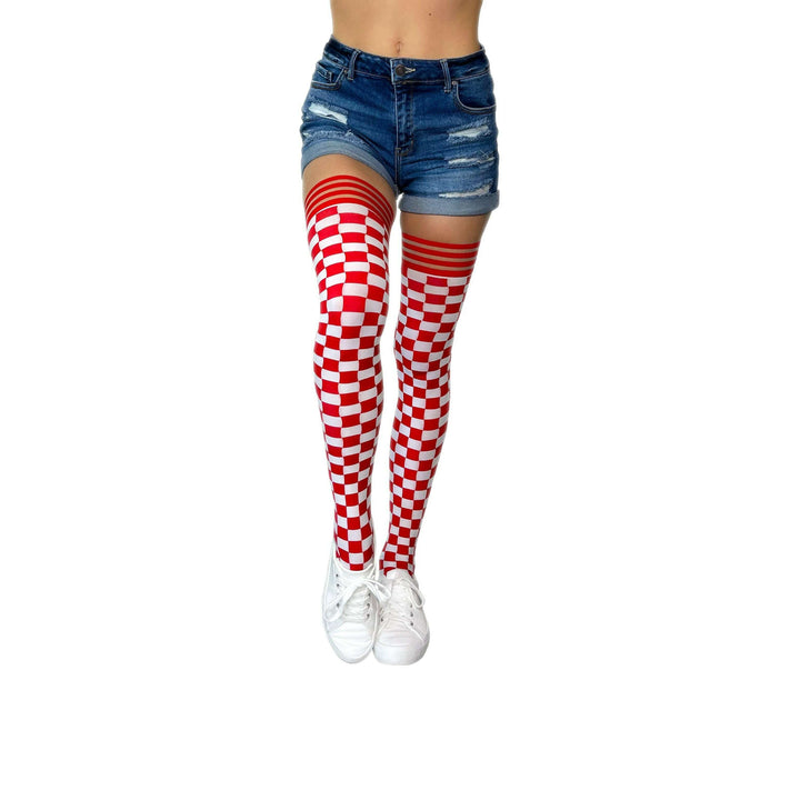Game Day! - Red & White Thigh-Highs