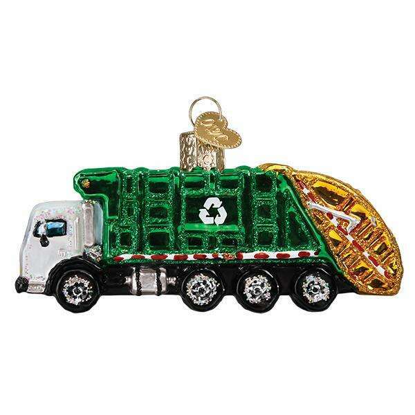 Old World Christmas Garbage Truck Blown Glass Ornament