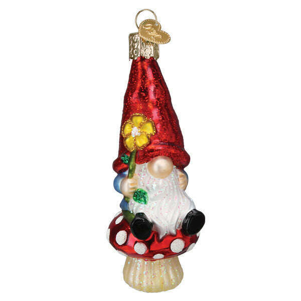 Old World Christmas Garden Gnome Blown Glass Ornament