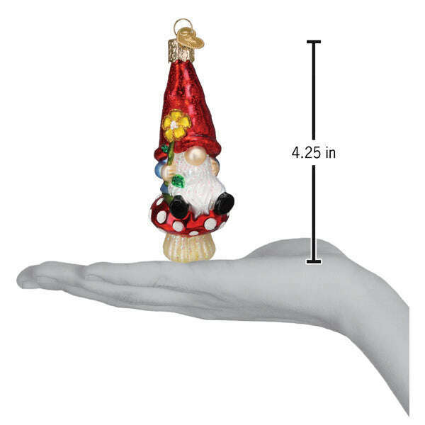 Old World Christmas Garden Gnome Blown Glass Ornament