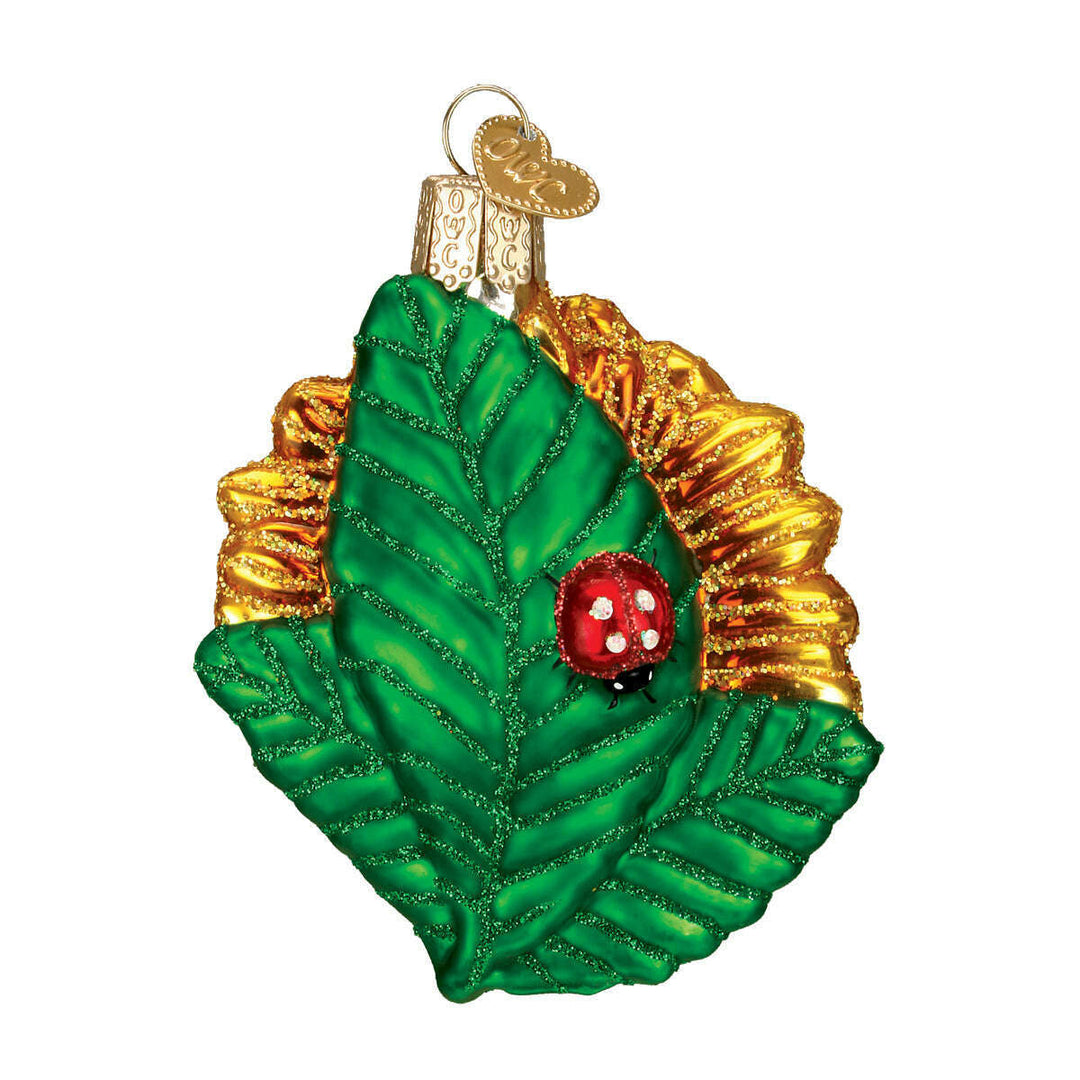 Old World Christmas Garden Sunflower Blown Glass Ornament