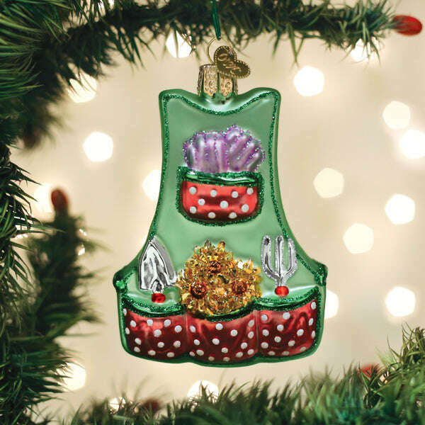Old World Christmas Gardening Apron Blown Glass Ornament
