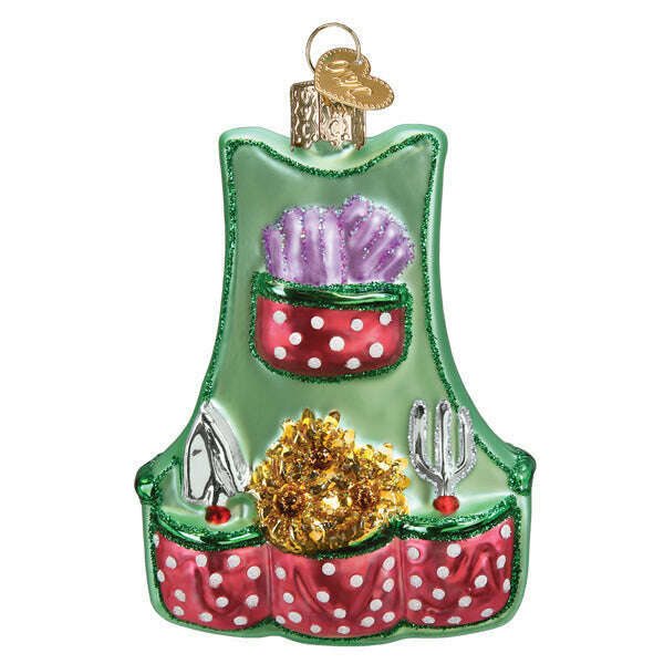 Old World Christmas Gardening Apron Blown Glass Ornament