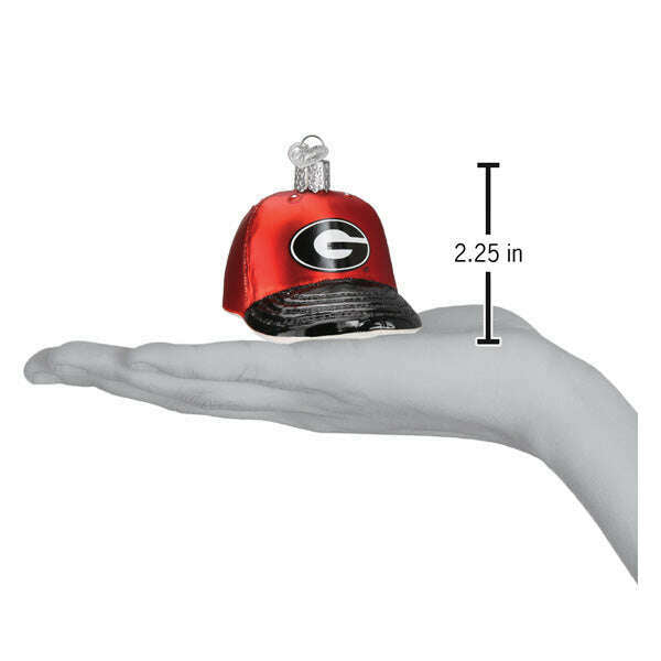 Old World Christmas Georgia Bulldogs Baseball Cap Blown Glass Ornament