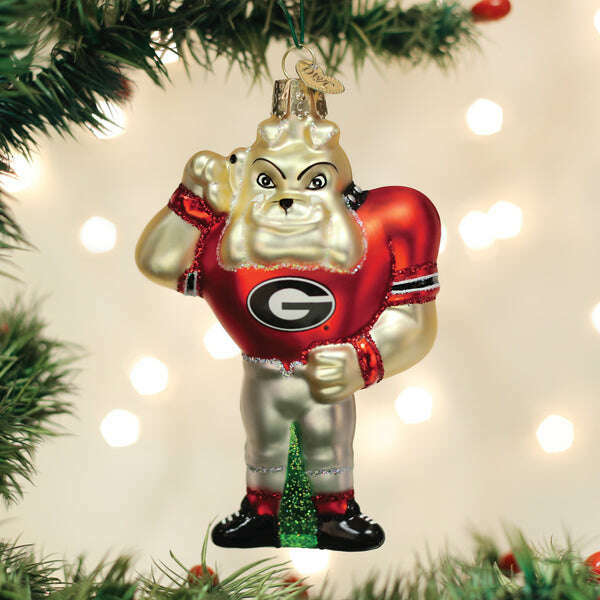 Old World Christmas Georgia Hairy Dawg Blown Glass Ornament