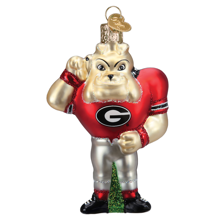 Old World Christmas Georgia Hairy Dawg Blown Glass Ornament