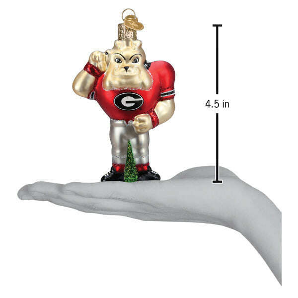 Old World Christmas Georgia Hairy Dawg Blown Glass Ornament
