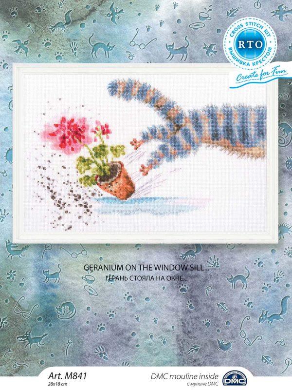 Geranium on the window sill... M841 Counted Cross Stitch Kit