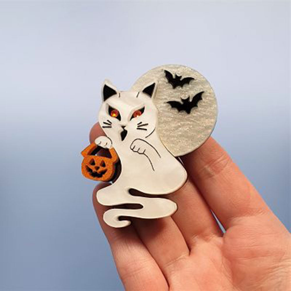 Ghost Kitty Brooch by Cherryloco Jewellery 3