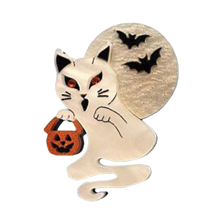 Ghost Kitty Brooch by Cherryloco Jewellery 1