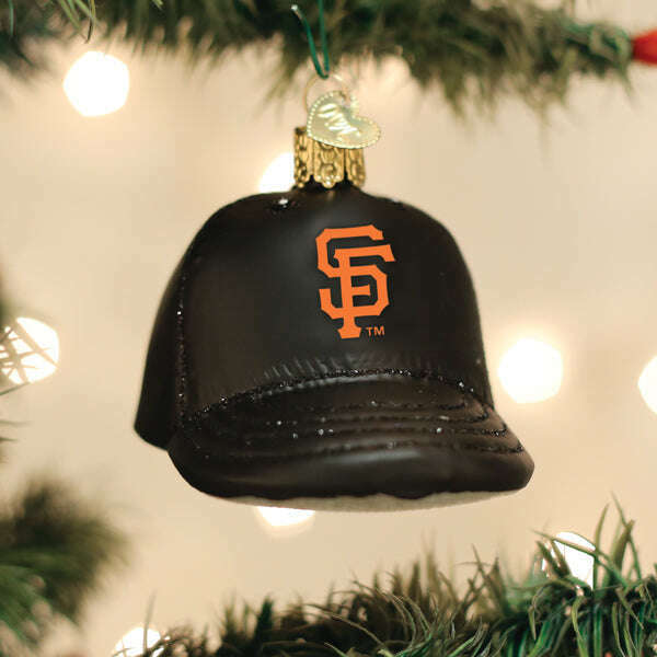 Old World Christmas Giants Baseball Cap Blown Glass Ornament