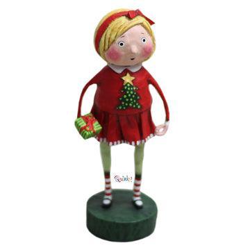 Gift Exchange Girl Christmas Figurine by Lori Mitchell - Quirks!