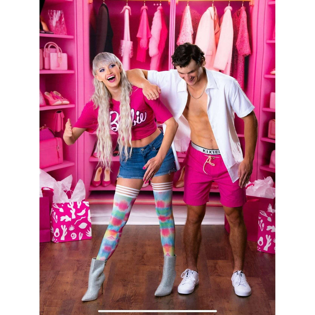 Gilly: Rainbow Tie Dye Thigh-Highs. Petite to Plus Size