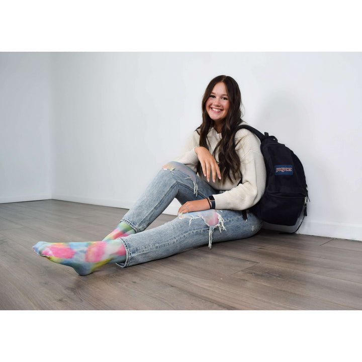 Gilly: Rainbow Tie Dye Thigh-Highs. Petite to Plus Size