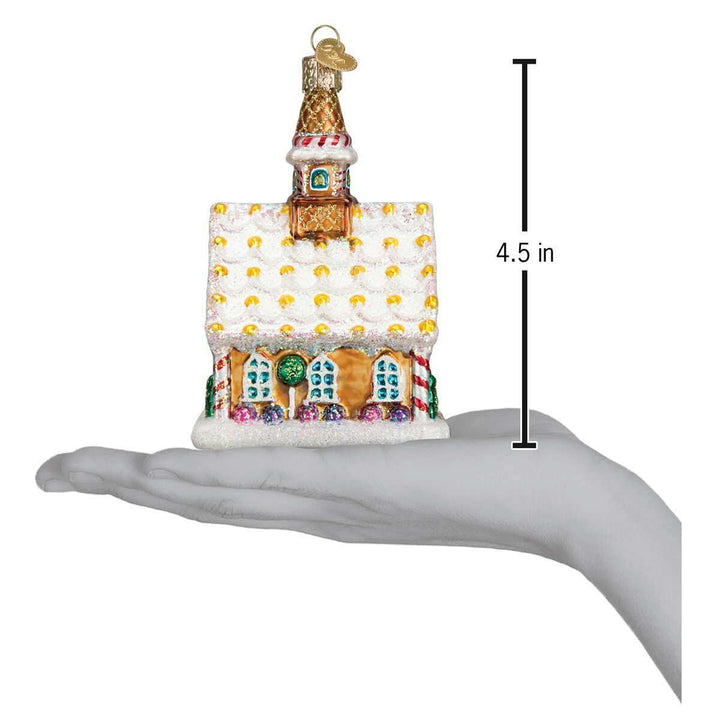 Old World Christmas Gingerbread Church Blown Glass Ornament