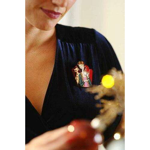 Girl and Cat with Eggnog Brooch by Laliblue - Quirks!