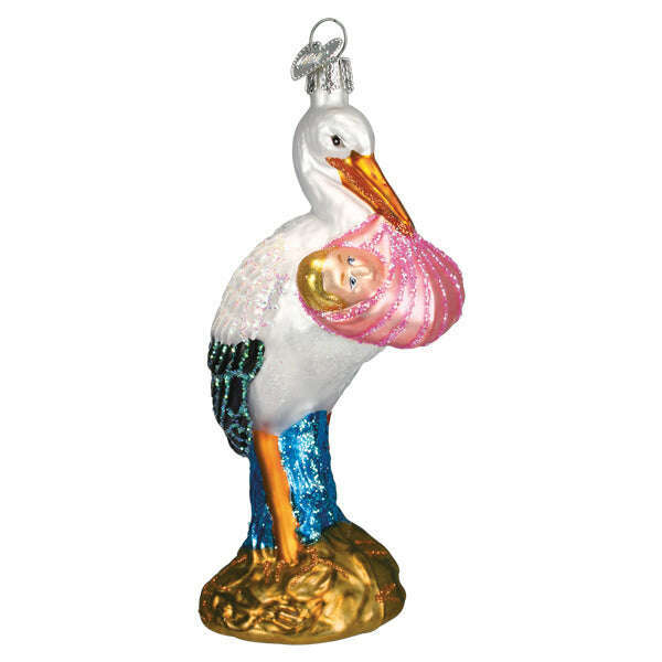 Old World Christmas Girl Bundle of Joy Blown Glass Ornament