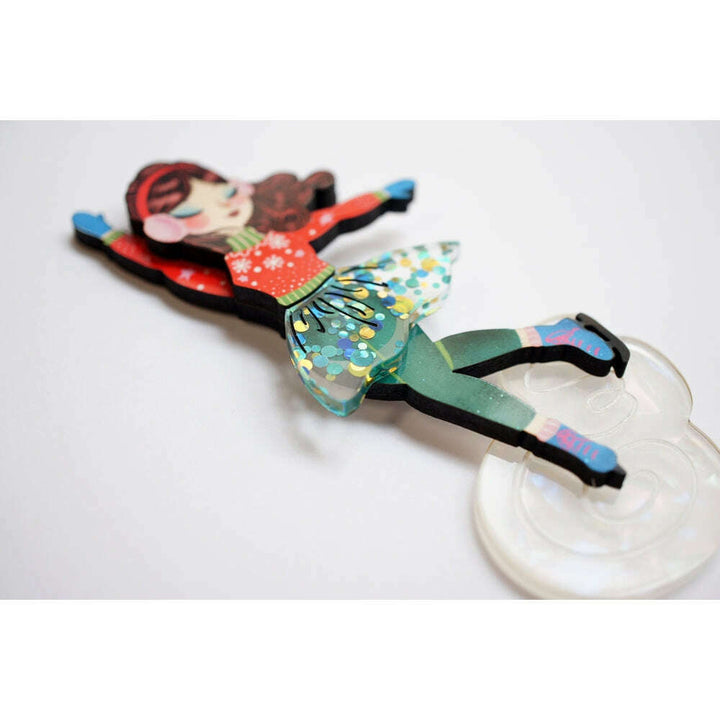 Girl Ice Skating Brooch by Laliblue – view 3