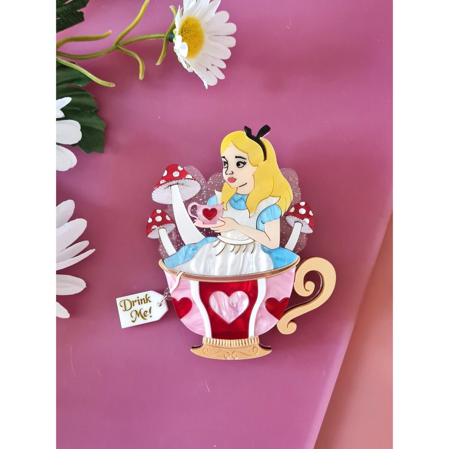 Girl in a teacup brooch or necklace 