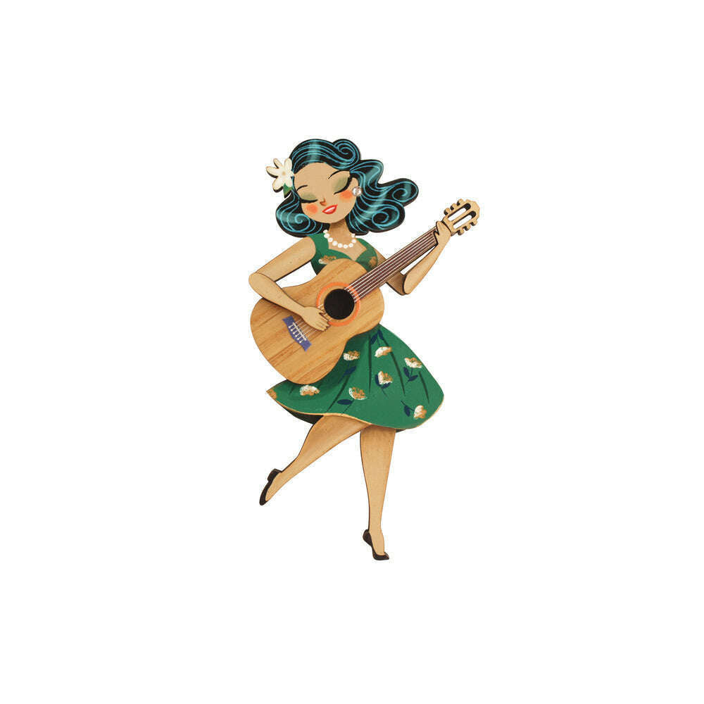 Girl playing guitar Brooch by Laliblue 