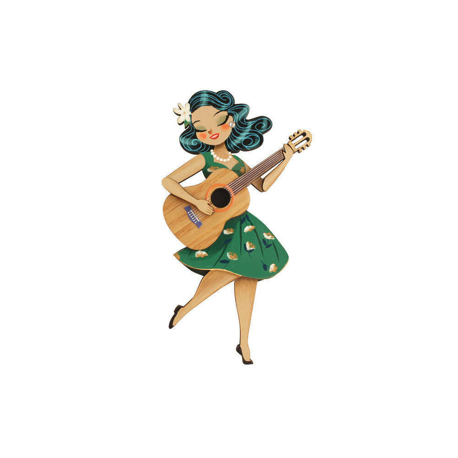 Girl playing guitar Brooch by Laliblue 