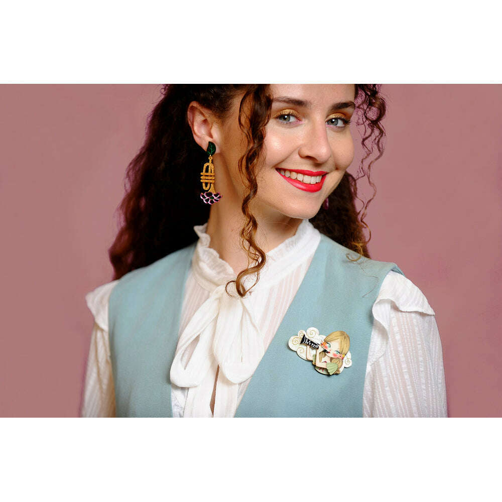Girl playing the clarinet Brooch by Laliblue 3