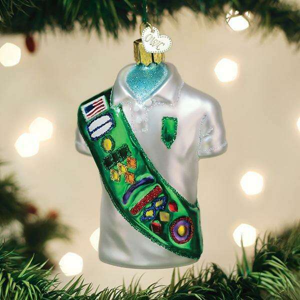 Old World Christmas Girl Scout Uniform Blown Glass Ornament