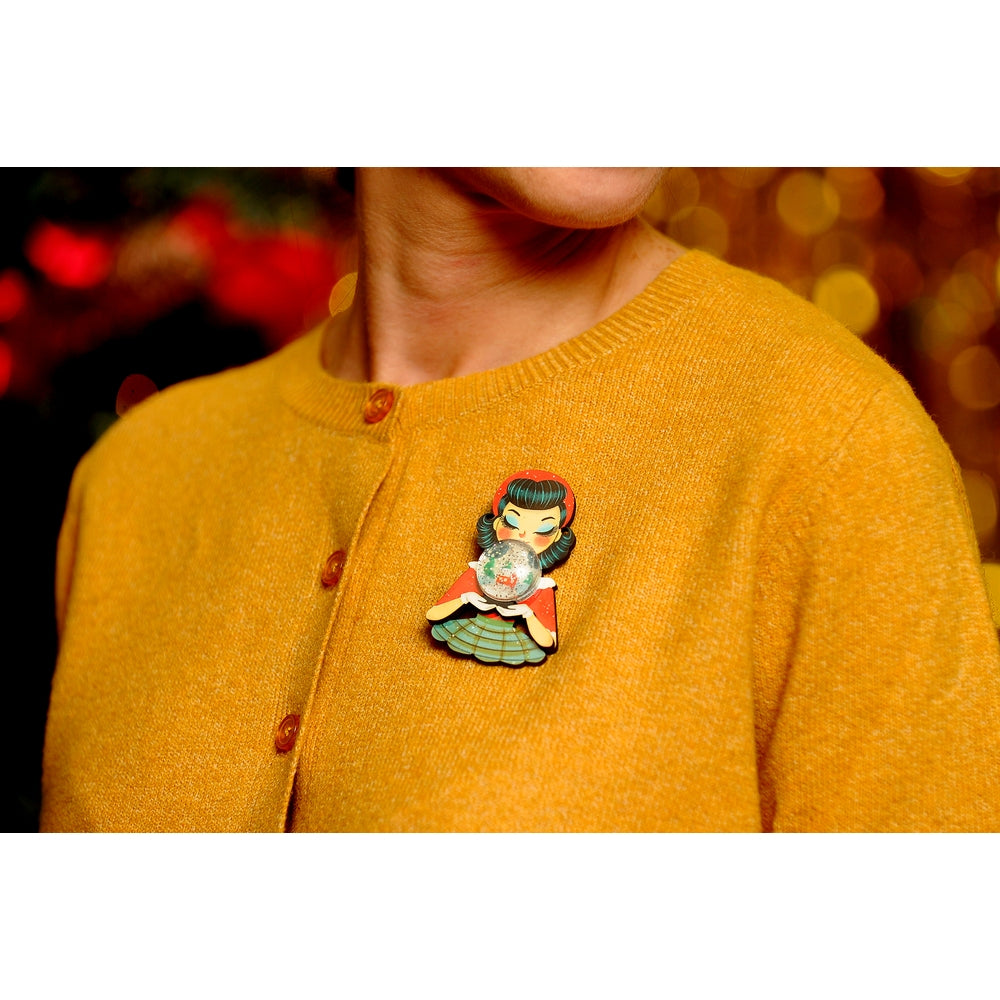 Girl with A Snow Globe Brooch by Laliblue 3