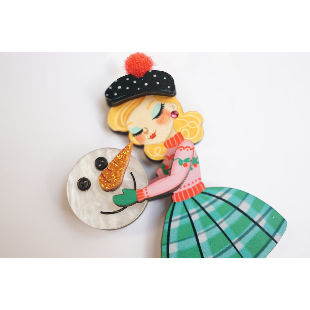 Girl with A Snowman Brooch by Laliblue 2