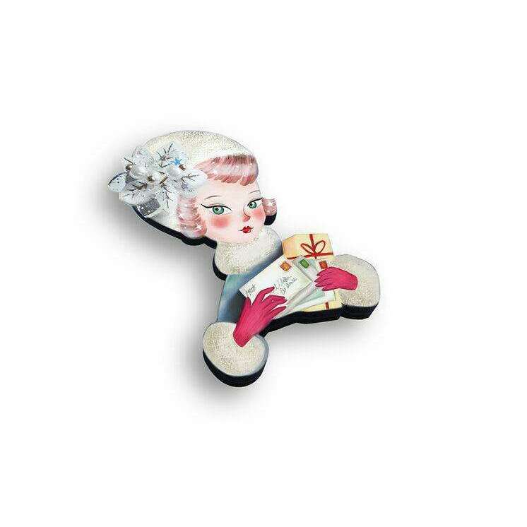 Girl with Christmas Postcards Brooch by Laliblue - Quirks!
