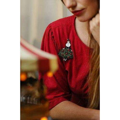 Girl with Christmas Tree Dress Brooch by Laliblue - Quirks!