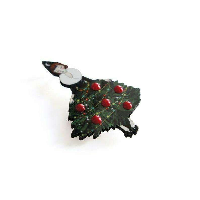 Girl with Christmas Tree Dress Brooch by Laliblue - Quirks!