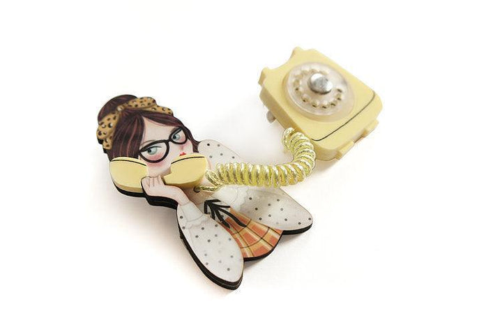 Girl with Phone Collar Brooch by Laliblue - Quirks!