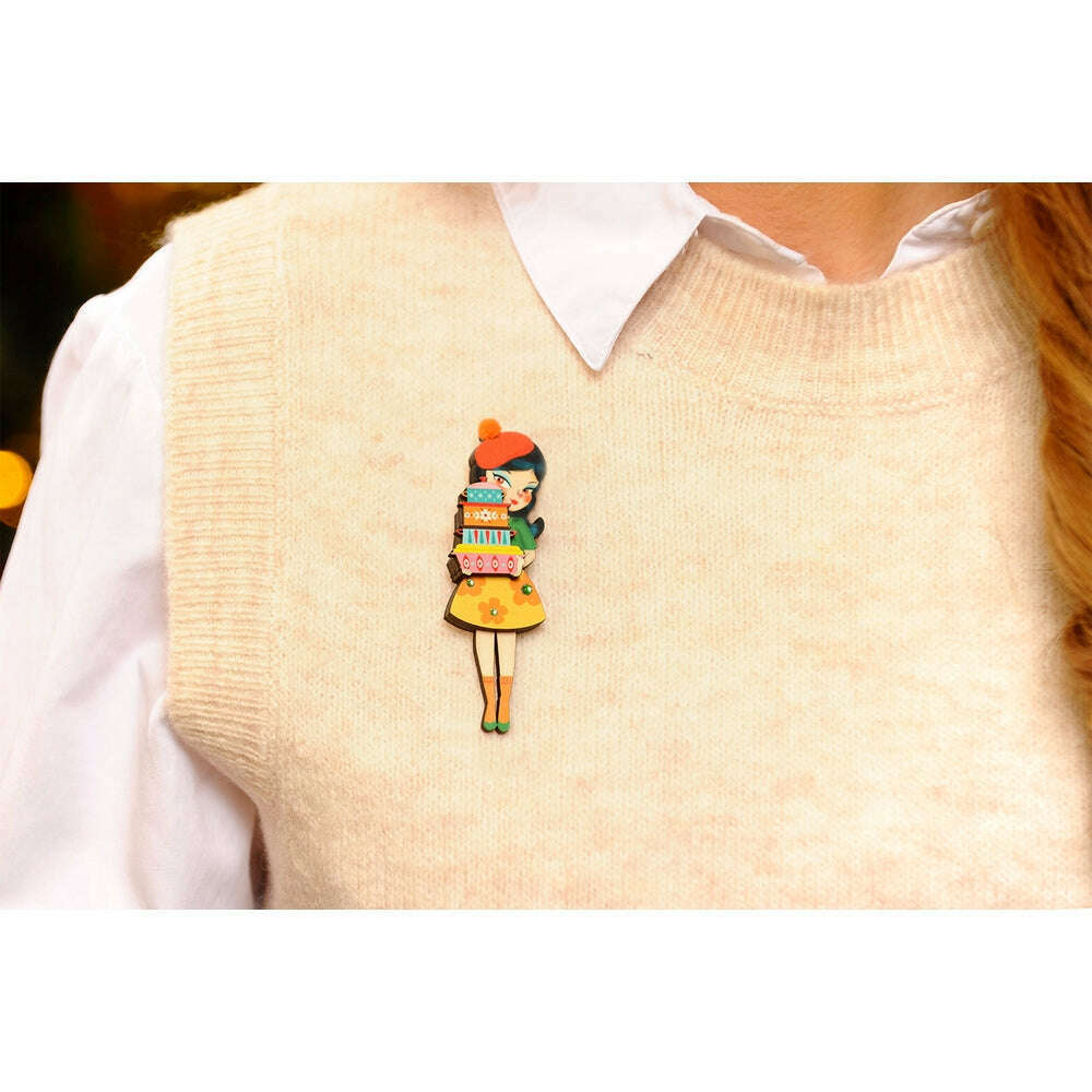 Girl with Retro Pyrex Containers Brooch by Laliblue – view 2