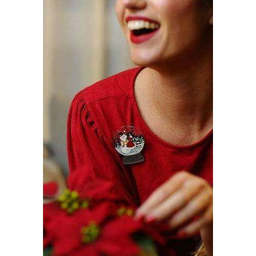 Girl with Snowman Snow Globe Brooch by Laliblue - Quirks!